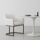 Manhattan Comfort Serena Modern Vegan Leather Metal Armchair in Ivory