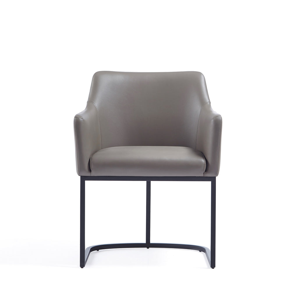 Manhattan Comfort Serena Modern Vegan Leather Metal Armchair in Taupe