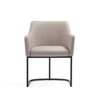 Manhattan Comfort Serena Modern Vegan Leather Metal Armchair in Light Gray