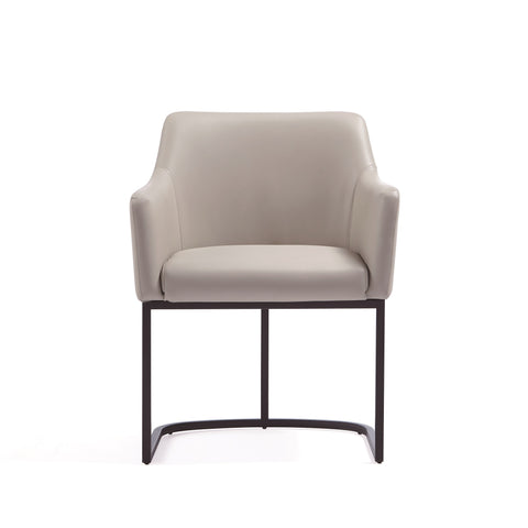 Manhattan Comfort Serena Modern Vegan Leather Metal Armchair in Light Gray