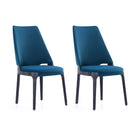 Manhattan Comfort Kara Modern Wood Upholstered Dining Chair in Blue - Set of 2