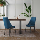 Manhattan Comfort Kara Modern Wood Upholstered Dining Chair in Blue - Set of 2 - DC057-BL