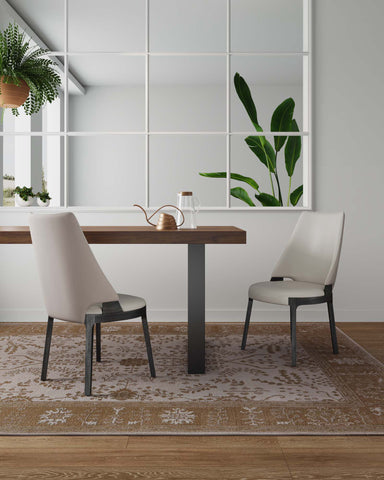 Manhattan Comfort Kara Modern Wood Upholstered Dining Chair in Light Gray - Set of 2