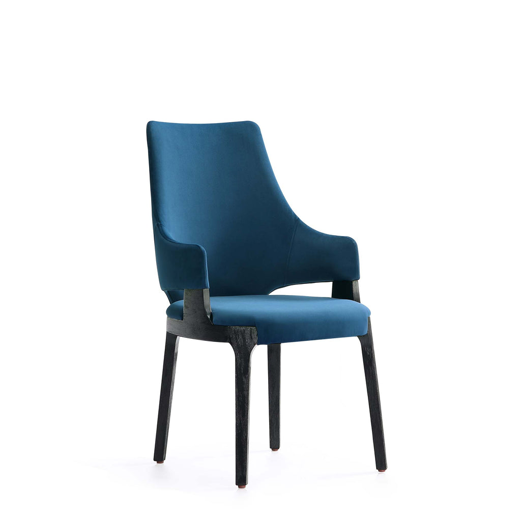 Manhattan Comfort Kara Modern Wood Upholstered Dining Chair in Blue