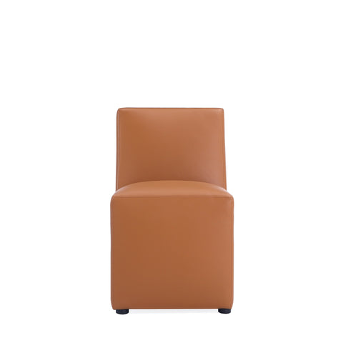 Manhattan Comfort Anna Square Modern Vegan Leather Dining Chair in Saddle Brown