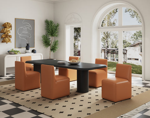 Manhattan Comfort Anna Square Modern Vegan Leather Dining Chair in Saddle Brown