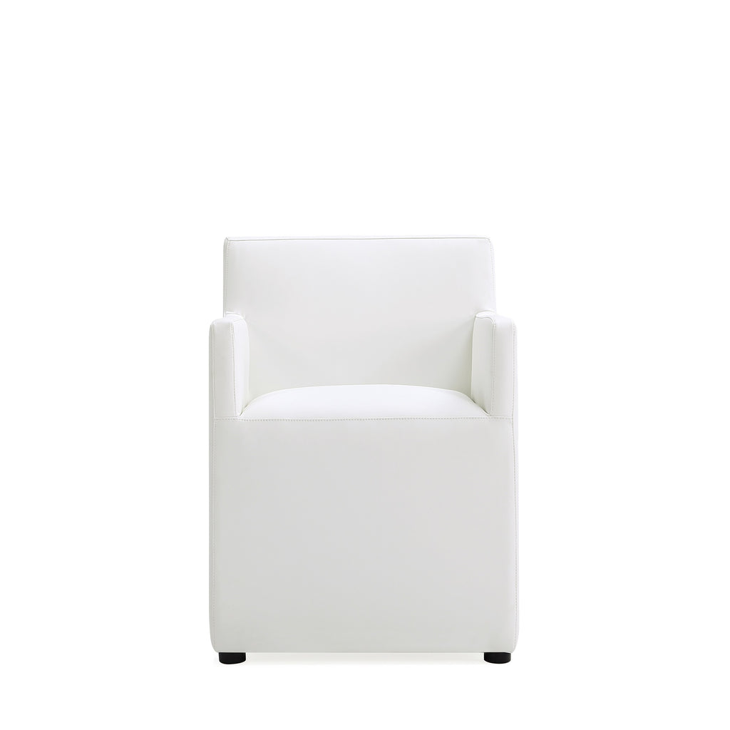 Manhattan Comfort Anna Square Modern Vegan Leather Armchair in White