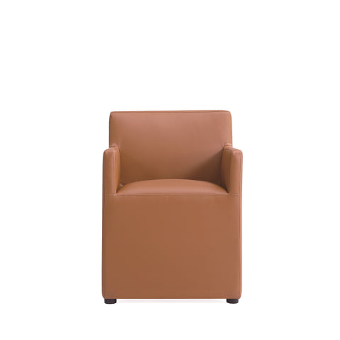 Manhattan Comfort Anna Square Modern Vegan Leather Armchair in Saddle Brown