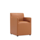 Manhattan Comfort Anna Square Modern Vegan Leather Armchair in Saddle Brown