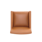 Manhattan Comfort Anna Square Modern Vegan Leather Armchair in Saddle Brown