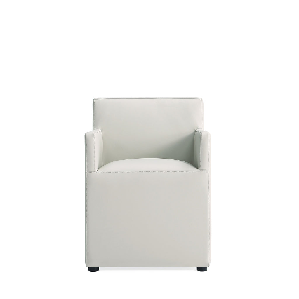 Manhattan Comfort Anna Square Modern Vegan Leather Armchair in Stone Gray
