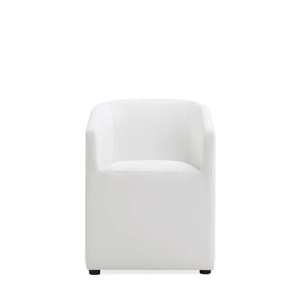 Manhattan Comfort Anna Round Modern Vegan Leather Armchair in White
