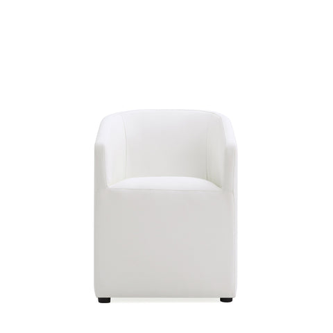 Manhattan Comfort Anna Round Modern Vegan Leather Armchair in White