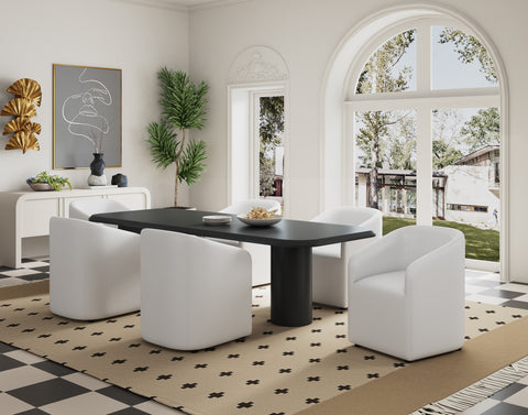 Manhattan Comfort Anna Round Modern Vegan Leather Armchair in White