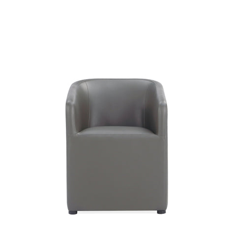 Manhattan Comfort Anna Round Modern Vegan Leather Armchair in Graphite