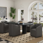 Manhattan Comfort Anna Round Modern Vegan Leather Armchair in Graphite