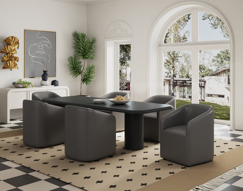 Manhattan Comfort Anna Round Modern Vegan Leather Armchair in Graphite
