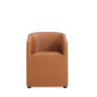 Manhattan Comfort Anna Round Modern Vegan Leather Armchair in Saddle Brown