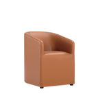 Manhattan Comfort Anna Round Modern Vegan Leather Armchair in Saddle Brown