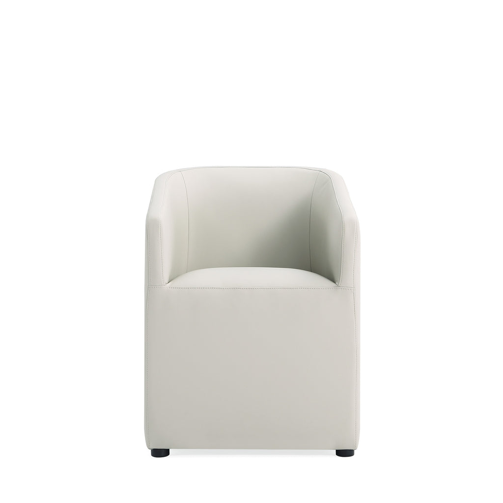 Manhattan Comfort Anna Round Modern Vegan Leather Armchair in Stone Gray