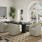 Manhattan Comfort Anna Round Modern Vegan Leather Armchair in Stone Gray