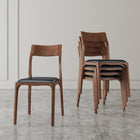 Manhattan Comfort Moderno Modern Vegan Leather Wood Dining Chair in Black - Set of 2
