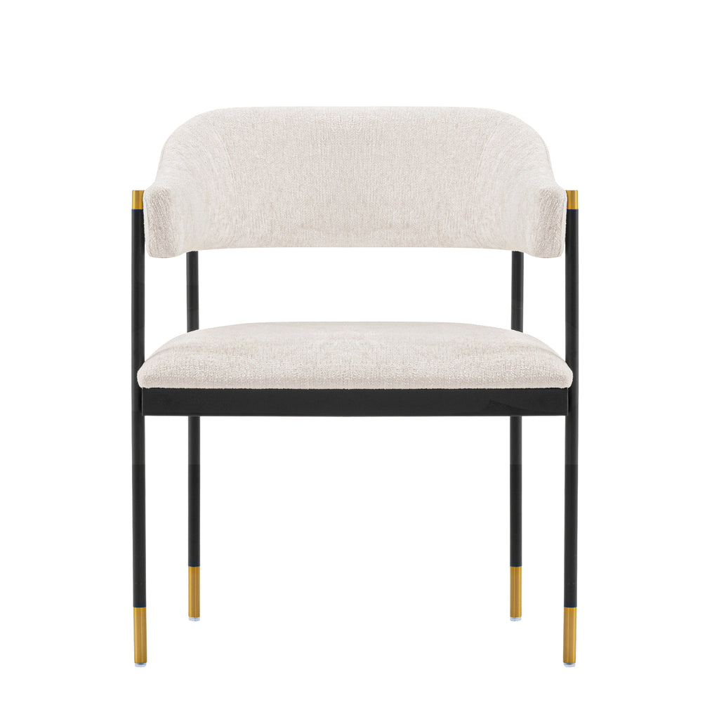 Manhattan Comfort Lia Modern Chenille Metal Armchair in Cream