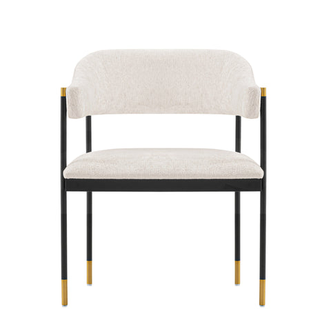 Manhattan Comfort Lia Modern Chenille Metal Armchair in Cream