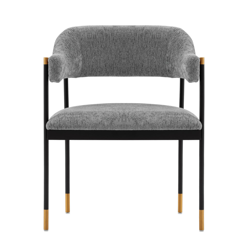 Manhattan Comfort Lia Modern Chenille Metal Armchair in Gray