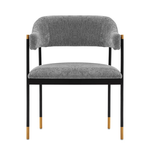 Manhattan Comfort Lia Modern Chenille Metal Armchair in Gray