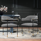 Manhattan Comfort Lia Modern Chenille Metal Armchair in Gray
