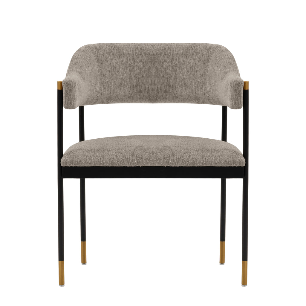 Manhattan Comfort Lia Modern Chenille Metal Armchair in Stone
