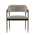 Manhattan Comfort Lia Modern Chenille Metal Armchair in Stone