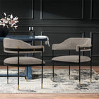 Manhattan Comfort Lia Modern Chenille Metal Armchair in Stone