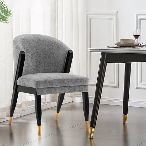 Manhattan Comfort Ola Modern Chenille Wood Dining Chair in Gray