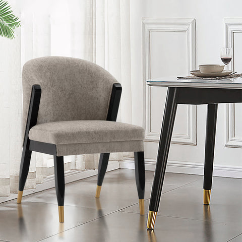 Manhattan Comfort Ola Modern Chenille Wood Dining Chair in Stone