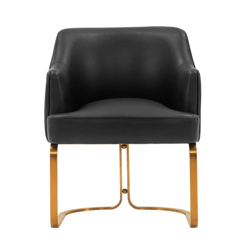 Manhattan Comfort Raya Modern Vegan Leather Wood Dining Chair in Black
