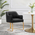 Manhattan Comfort Raya Modern Vegan Leather Wood Dining Chair in Black