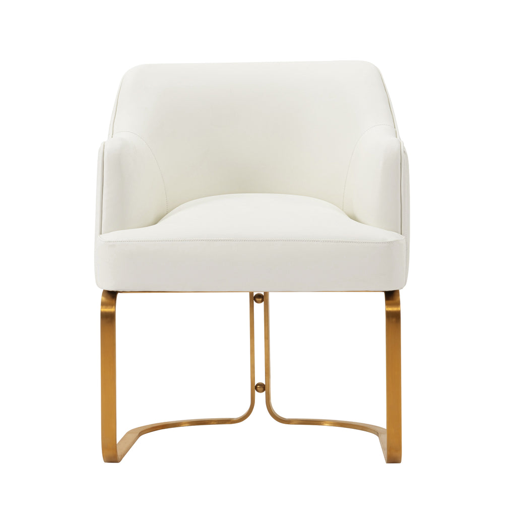 Manhattan Comfort Raya Modern Vegan Leather Wood Dining Chair in Ivory