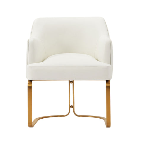 Manhattan Comfort Raya Modern Vegan Leather Wood Dining Chair in Ivory