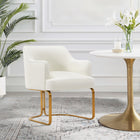 Manhattan Comfort Raya Modern Vegan Leather Wood Dining Chair in Ivory
