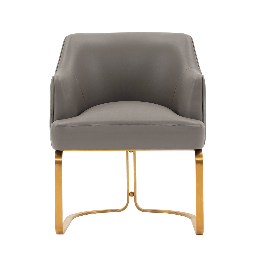 Manhattan Comfort Raya Modern Vegan Leather Wood Dining Chair in Taupe