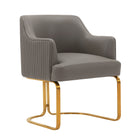 Manhattan Comfort Raya Modern Vegan Leather Wood Dining Chair in Taupe