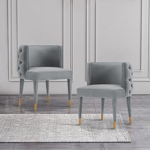 Manhattan Comfort Maya Modern Velvet Dining Chair in Gray