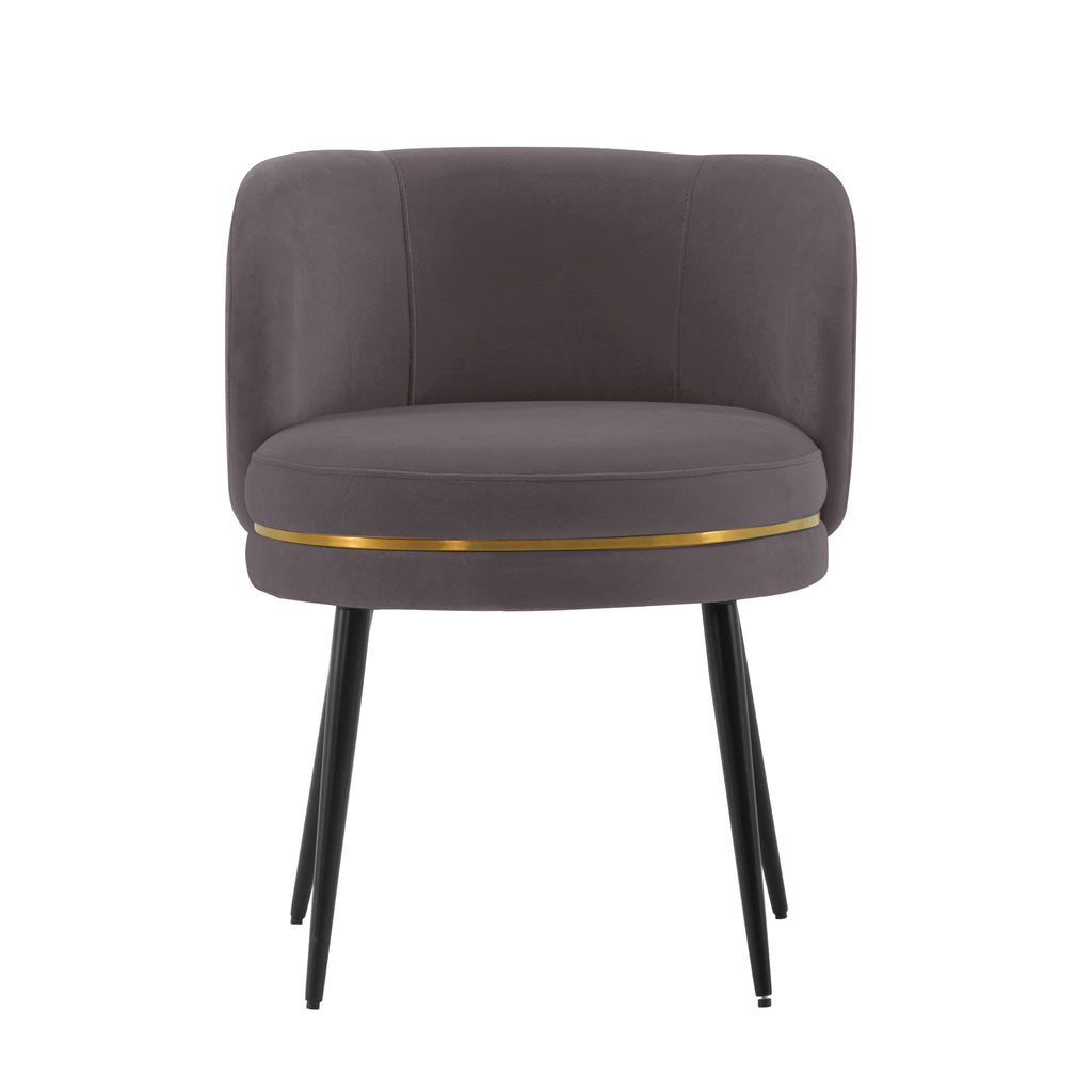 Manhattan Comfort Kaya Modern Velvet Wood Dining Chair in Gray