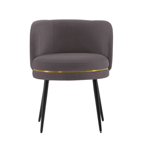 Manhattan Comfort Kaya Modern Velvet Wood Dining Chair in Gray