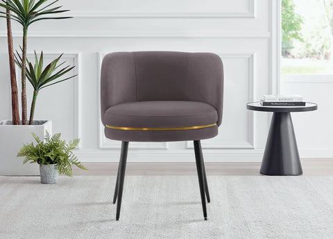 Manhattan Comfort Kaya Modern Velvet Wood Dining Chair in Gray