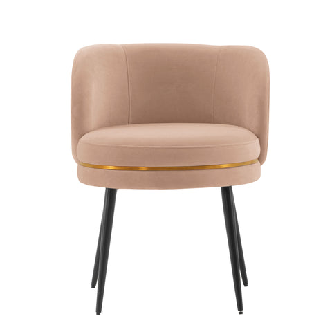 Manhattan Comfort Kaya Modern Velvet Wood Dining Chair in Nude