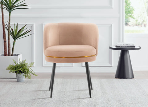 Manhattan Comfort Kaya Modern Velvet Wood Dining Chair in Nude