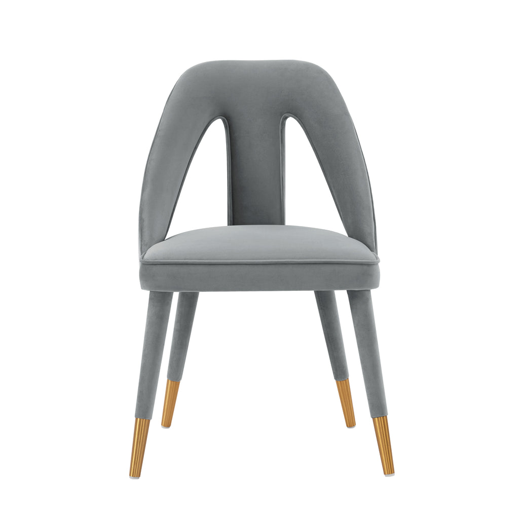 Manhattan Comfort Neda Modern Velvet Upholstered Dining Chair in Gray
